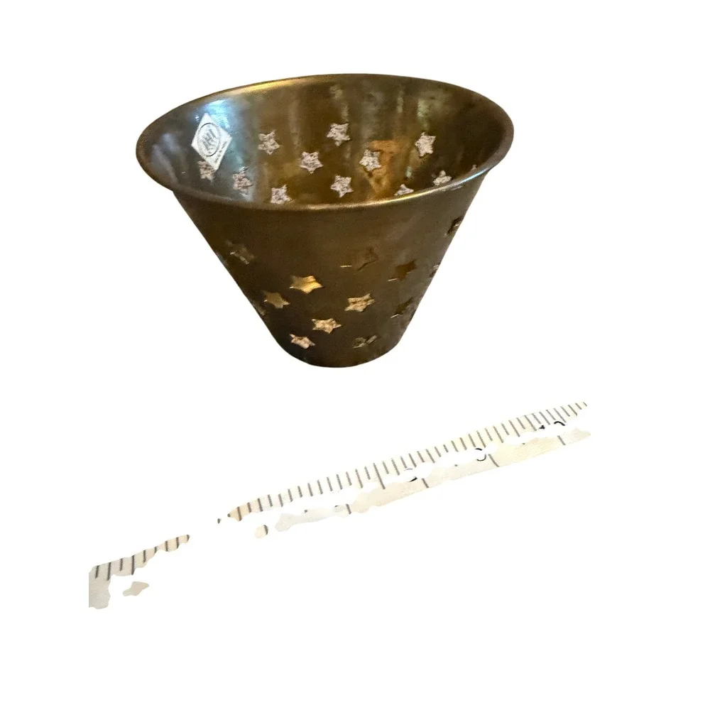 IHI Brass Star Cutout Candle Shade Votive Holder Made in India Vintage Gold Tone